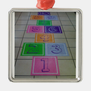 ORNEMENT CARRÉ ARGENTÉ "HOPSCOTCH" ORNAMENT DE NOËL