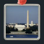 Ornement Carré Argenté Horizon de Washington DC avec le capitol des USA<br><div class="desc">AssetID : 115580114/{Hisham Ibrahim}/horizon de Washington DC avec le bâtiment de capitol des USA</div>