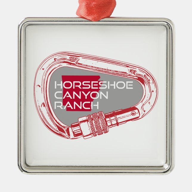 Ornement Carré Argenté Horseshoe Canyon Ranch Arkansas Climbing Carabiner (Devant)