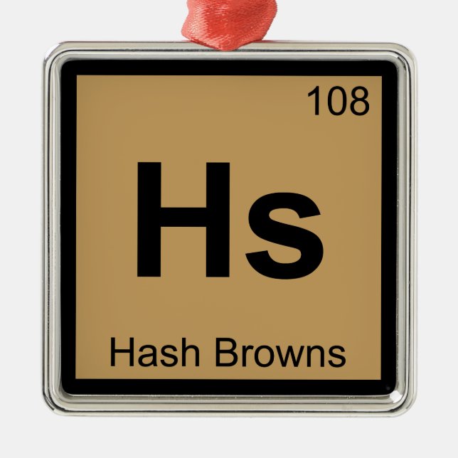 Ornement Carré Argenté Hs - Hash Browns Chimie Symbole de tableau périodi (Devant)