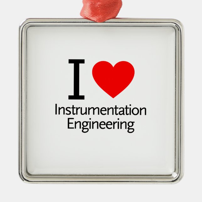 Ornement Carré Argenté I Love Instrumentation Engineering (Devant)