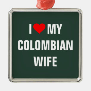 Ornement Carré Argenté "I Love my Colombian