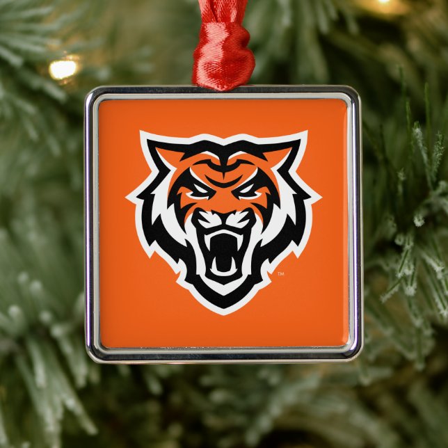 Ornement Carré Argenté Idaho State University Bengals Spirit Design (Arbre)