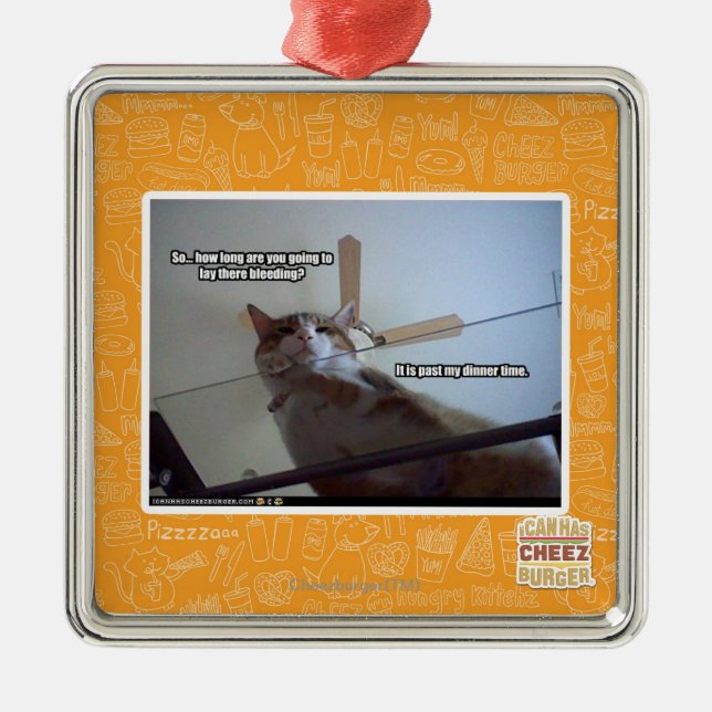 Ornement Carré Argenté Il a lieu après mon temps de dîner (Devant)