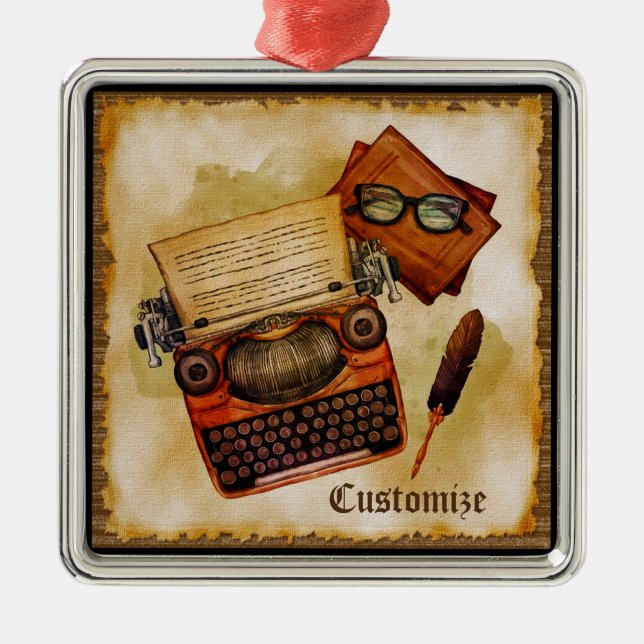 Ornement Carré Argenté Il Est Écrit Vintage (Devant)