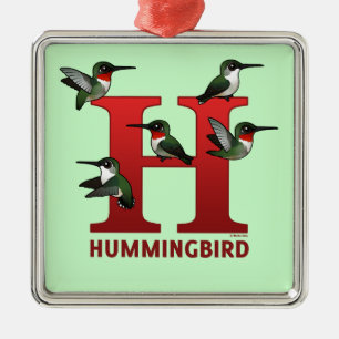 Ornement Carré Argenté Il est pour Hummingbird