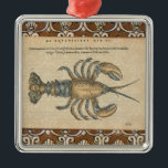 Ornement Carré Argenté Illustration de homard, fruits de mer du Maine<br><div class="desc">Cette image de homard est une illustration de homard antique tirée d'un vieux livre. Il s'agit d'une merveilleuse oeuvre d'art à l'ancienne pour le homard qui fait une riche déclaration de fruits de mer. Le homard est basé sur une illustration datant des années 1800.</div>