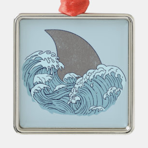 Ornement Carré Argenté Illustration de requin
