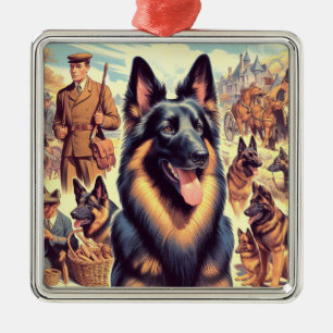 Ornement Carré Argenté Illustration de Tervuren en Belgique vintage