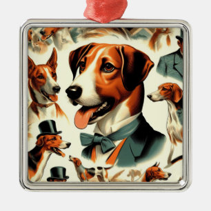 Ornement Carré Argenté Illustration vintage de Foxhound