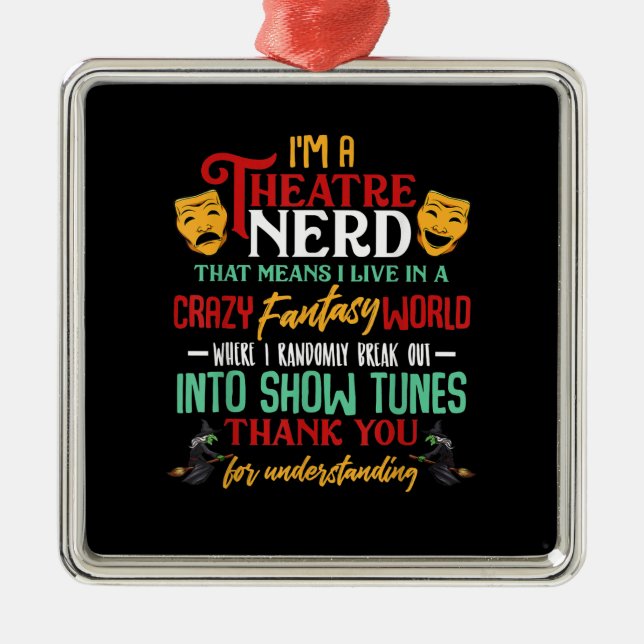 Ornement Carré Argenté Im A Atre Nerd Sur scène Acteur Amateurs Acteur Ac (Devant)