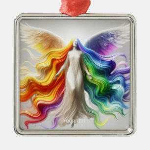 Ornement Carré Argenté Imaginaire Cute Pride Rainbow Angel