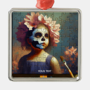 Ornement Carré Argenté Imaginaire mignon Puzzle Fleurs filles