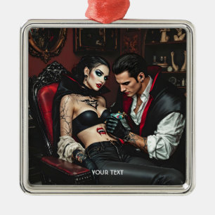 Ornement Carré Argenté Imaginaire Mignonne fille homme tatouage