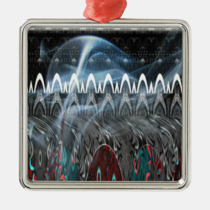 Ornement Carré Argenté Impression artistique Abstraite remarquable