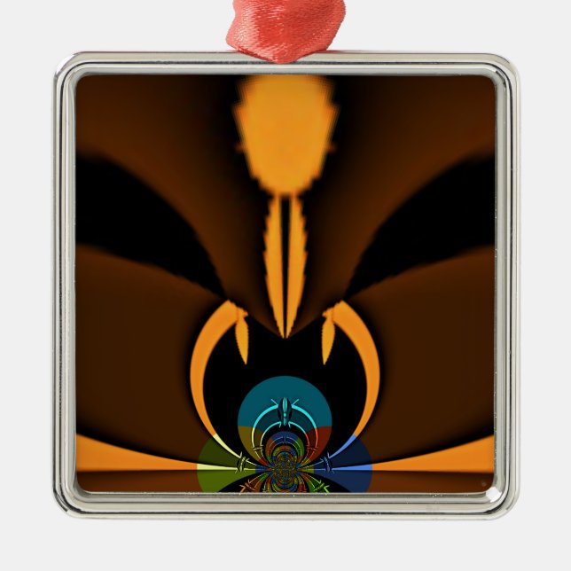 Ornement Carré Argenté Impression de contraste de couleur Abstraite (Devant)