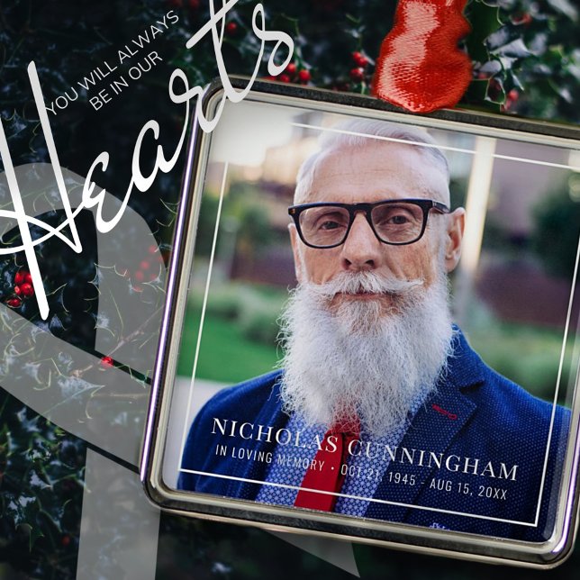 Ornement Carré Argenté In Love Memory Photo Memorial Keepsaké (Créateur téléchargé)