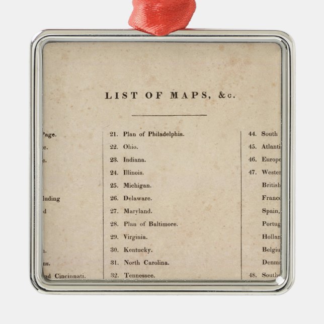 Ornement Carré Argenté Index de l'atlas général du monde (Devant)