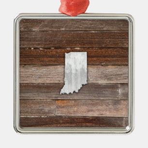 Ornement Carré Argenté Indiana rustique sur cartes Brown
