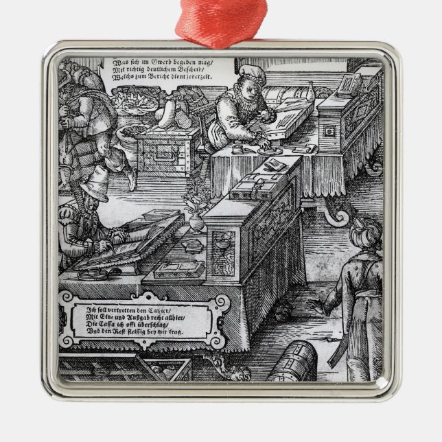 Ornement Carré Argenté Intérieur de banque (Devant)