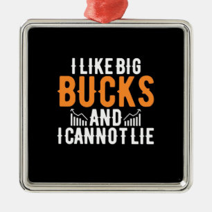 Ornement Carré Argenté Investisseur J'Aime Les Gros Bucks