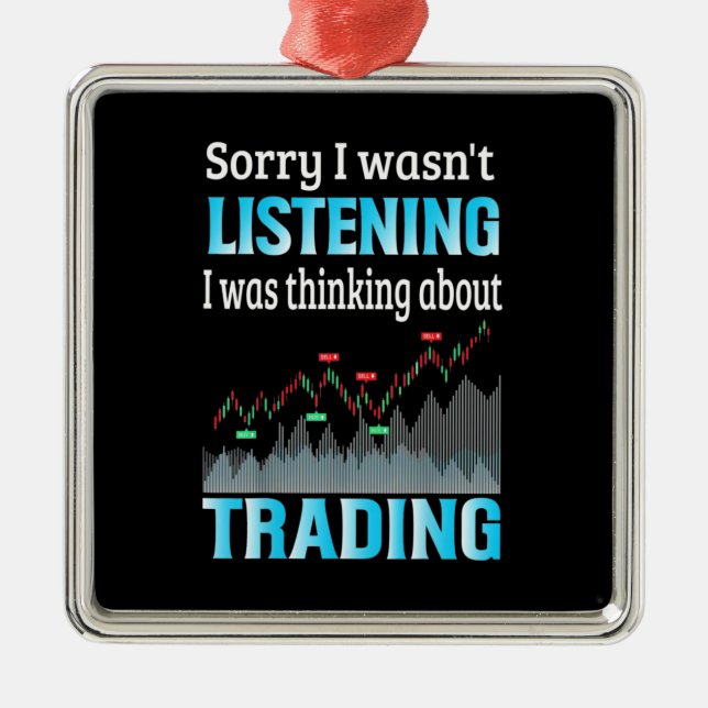 Ornement Carré Argenté Investisseur Je Pensais À Trader (Devant)