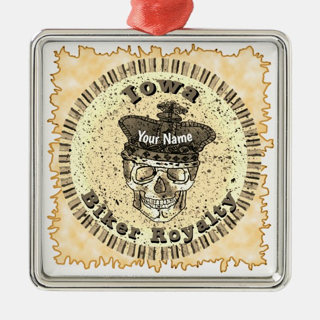 Ornement Carré Argenté Iowa Biker  (Devant)