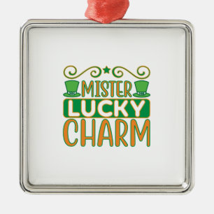 Ornement Carré Argenté Irish Mister Lucky Charm