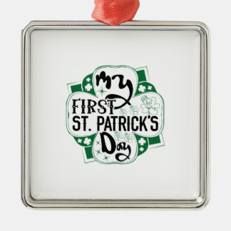 Ornement Carré Argenté Irish My First ST Patrick S Day