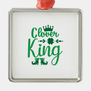 Ornement Carré Argenté Irlandais Clover King