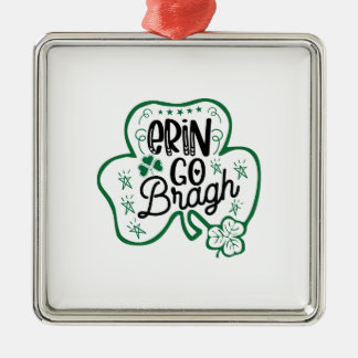 Ornement Carré Argenté Irlandais Erin Go Bragh