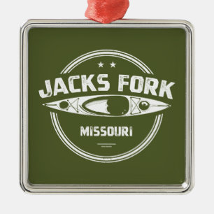 Ornement Carré Argenté Jacks Fork River Missouri Kayak