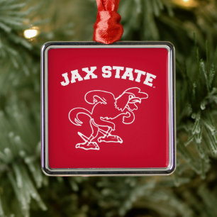 Ornement Carré Argenté Jacksonville State University JAX State Gamecocks