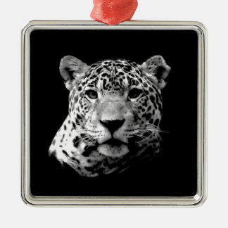 Ornement Carré Argenté Jaguar noir et blanc