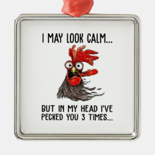 Ornement Carré Argenté J'Ai Peut-Être L'Air Calme Mais Ma Tête Je T'Ai Éc