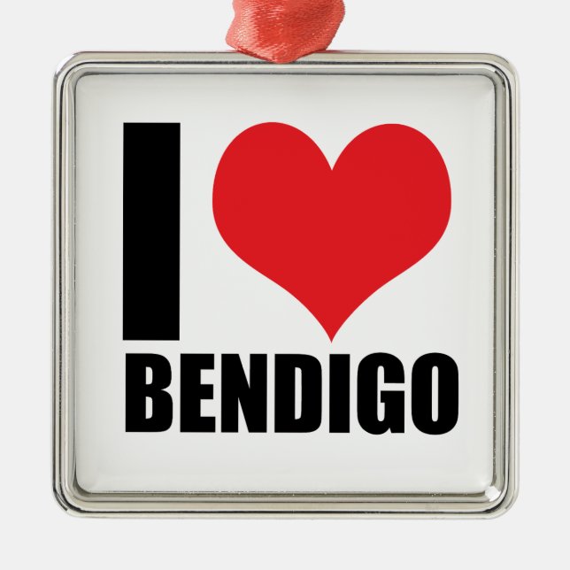 Ornement Carré Argenté J'aime Bendigo (Devant)