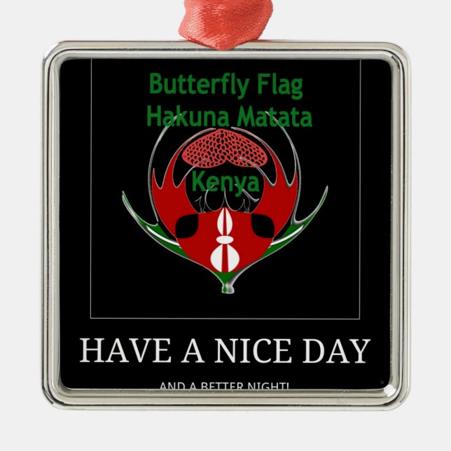 Ornement Carré Argenté Jambo Kenya (Devant)