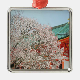 Ornement Carré Argenté Japon, Kyoto. Fleur de cerisier de Shinto