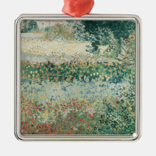 Ornement Carré Argenté Jardin de Vincent van Gogh   en fleur, Arles, 1888