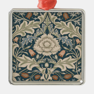 Ornement Carré Argenté Jardin Floral William Morris Severn Fleur Classiqu