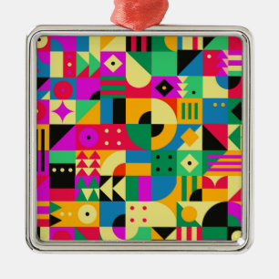 Ornement Carré Argenté Jardin moderne Abstrait