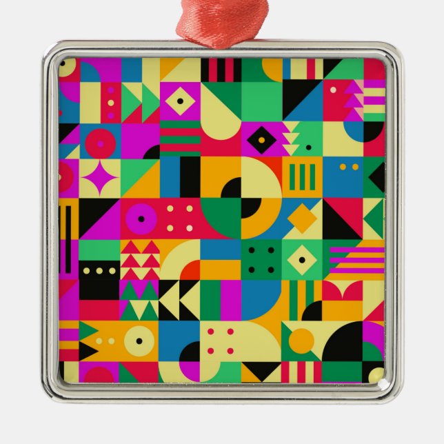 Ornement Carré Argenté Jardin moderne Abstrait (Devant)