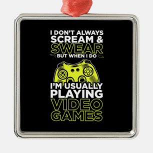 Ornement Carré Argenté Je Joue Habituellement À Des Jeux Vidéo