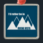 Ornement Carré Argenté Je préfère être à Buena Vista Colorado Mountain<br><div class="desc">Buena Vista est une ville montagneuse avec une communauté artistique dynamique,  du rafting,  du VTT et de l'escalade avec ses sommets collégiaux et ses nombreux quatuors ! Ce grand design vintage a un look rétro.</div>