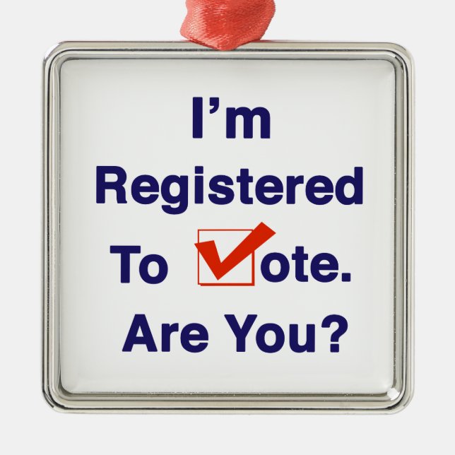 Ornement Carré Argenté Je suis inscrit au vote 2026 (Devant)