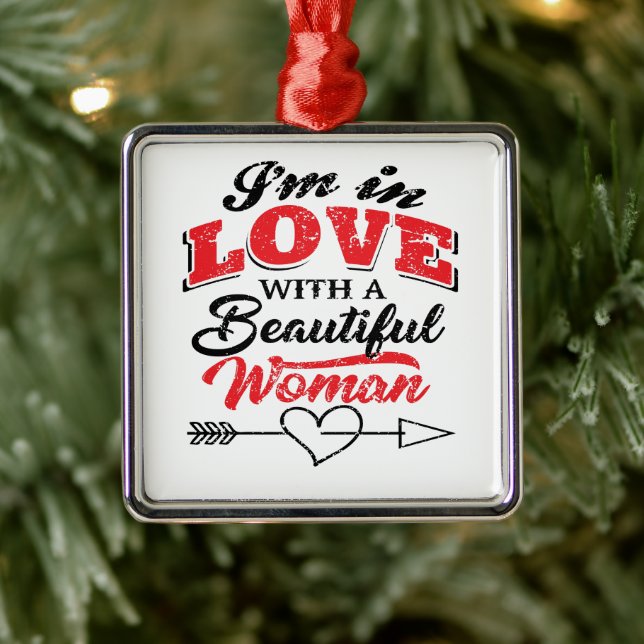 Ornement Carré Argenté Je T'Aime (Arbre)