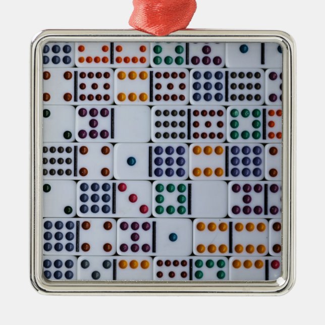 Ornement Carré Argenté Jeu de Dominos (Devant)