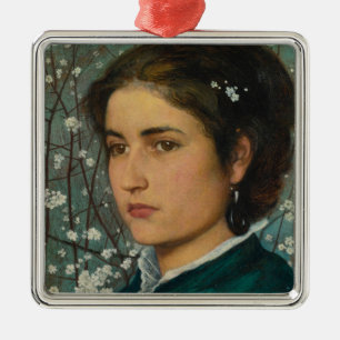 Ornement Carré Argenté Jeune Beauté (Femme Élégante) (Portrait Femme) Ren