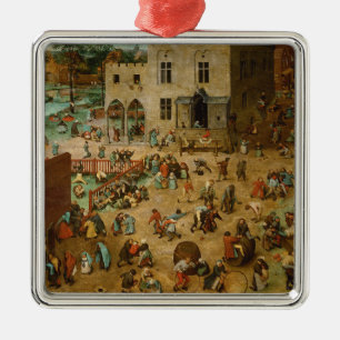 Ornement Carré Argenté Jeux pour enfants (Pieter Bruegel l'Ancien)
