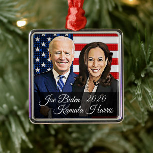 Ornement Carré Argenté Joe Biden 46e Président Keepsaké Souvenir 2020